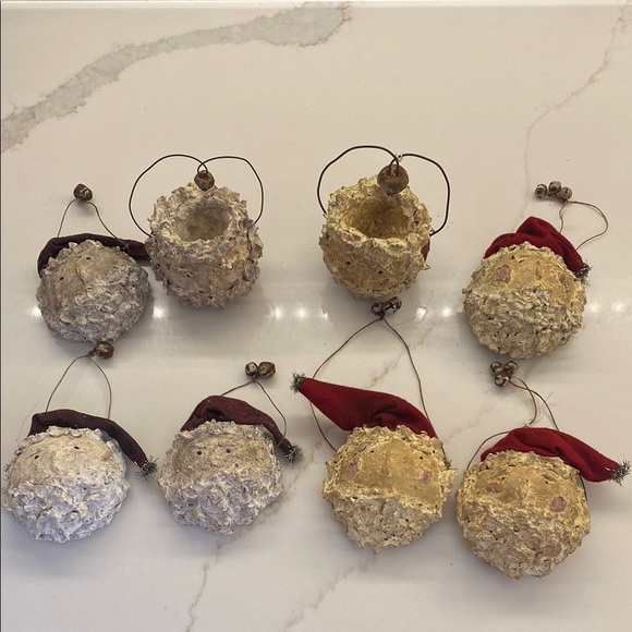8 Vintage primitive Rustic Gold and Cream Hanging Ornaments - Picture 1 of 3